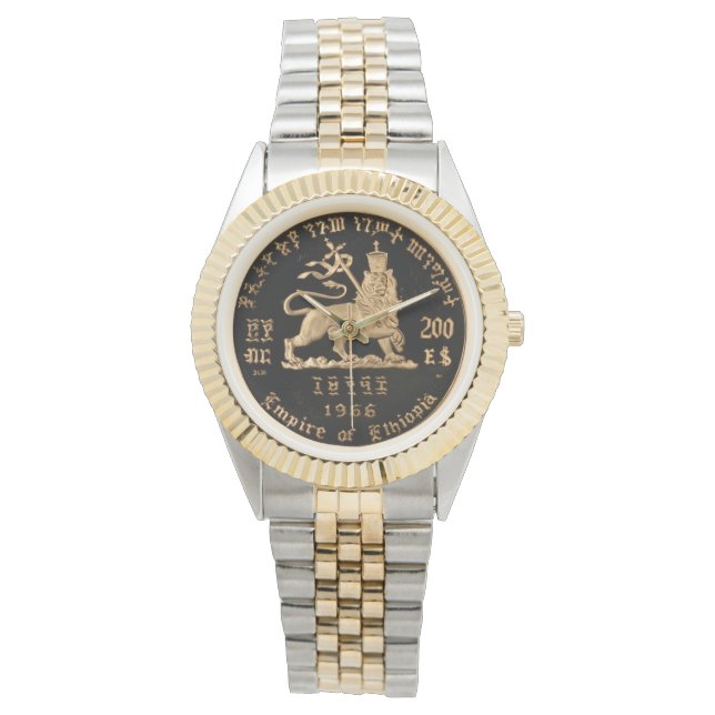 Lion of Judah Haile Selassie Rastafari Gold Watch  腕時計 (正面)