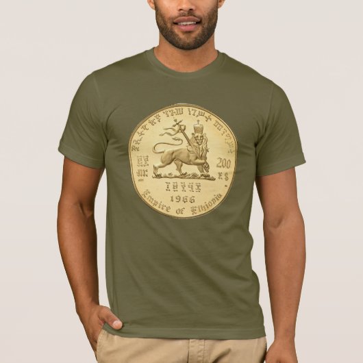 Lion of Judah - Jah Army Gold - Rasta Reggae Shirt Tシャツ (正面)