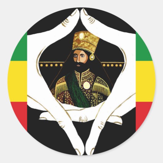 Lion of Judah Jah Army Haile Selassie Rasta Patch ラウンドシール (正面)