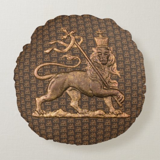 Lion of Judah Jah Army INI Haile Selassie Rasta ラウンドクッション (正面)