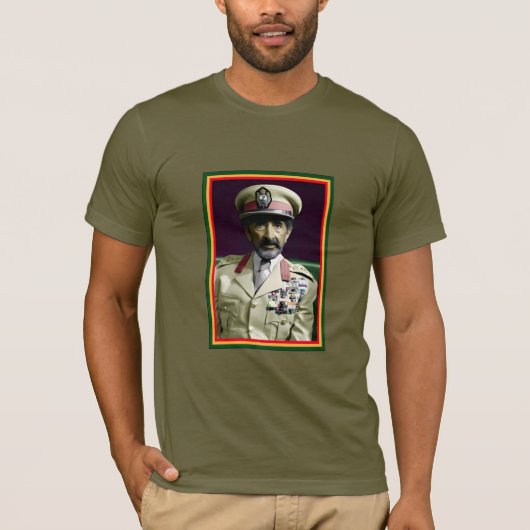 Lion of Judah Jah Army INI Haile Selassie Rasta Tシャツ (正面)