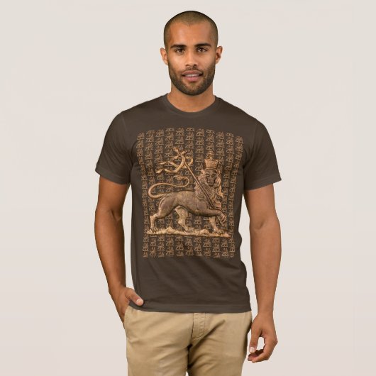 Lion of Judah Jah Army INI Haile Selassie Rasta Tシャツ (正面フル)