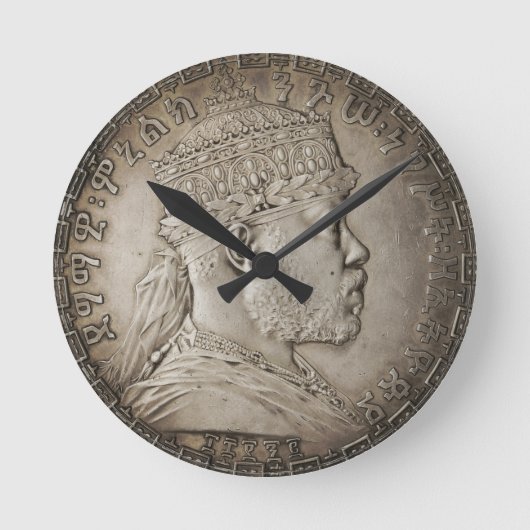 Lion of Judah Jah Army Menelik II Rasta Roots ラウンド壁時計 (正面)