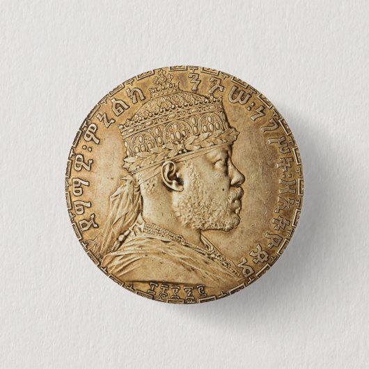 Lion of Judah Jah Army Menelik II Rasta Roots 缶バッジ (正面)