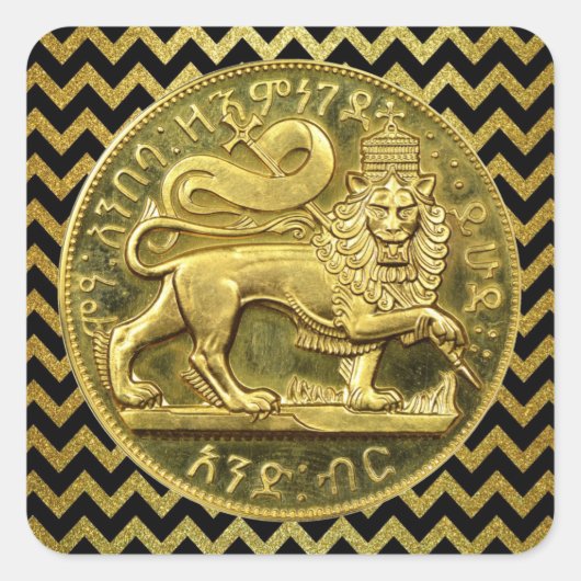 Lion of Judah Jah Rastafari Rasta Roots Sticker スクエアシール (正面)