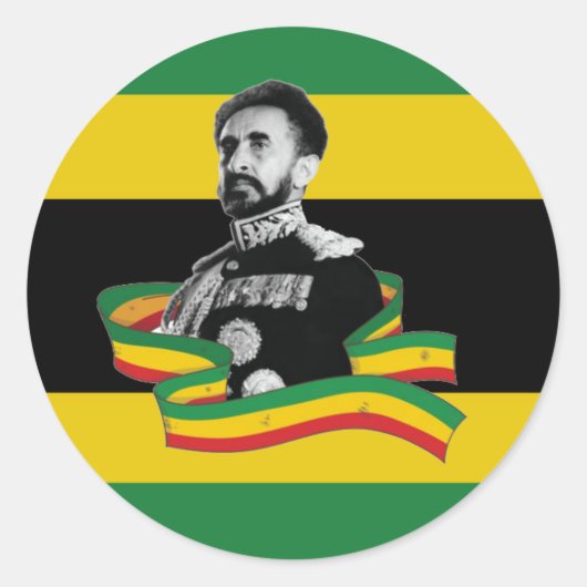 Lion of Judah Jah Rastafari Rasta Roots Sticker ラウンドシール (正面)
