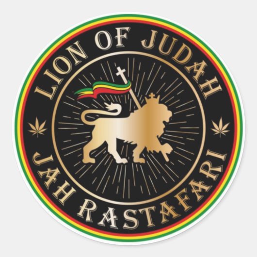 Lion of Judah - Jah Rastafari - Sticker Aufkleber ラウンドシール (正面)