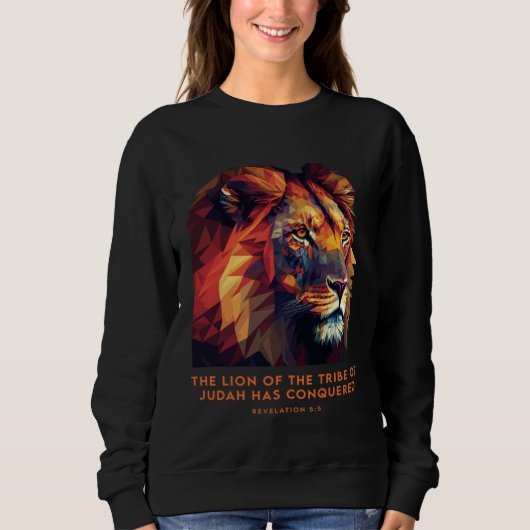 Lion of Judah Jesus Revelation Bible Verse Christi スウェットシャツ (正面)