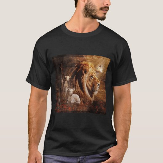 Lion Of Judah Lamb God Cross Jesus Light God Tシャツ (正面)