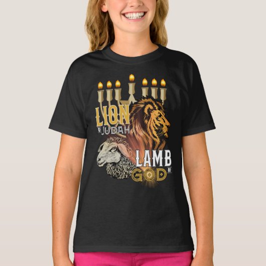 Lion of Judah Lamb of God Girl's T-Shirt Tシャツ (正面)