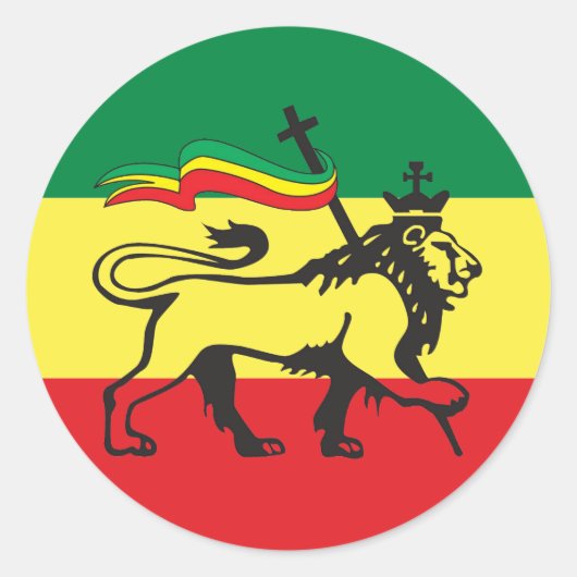 Lion of Judah - Rastafara - Jah Rastafari Sticker ラウンドシール (正面)