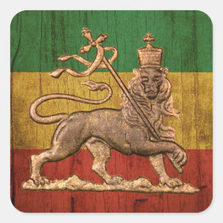 Lion of Judah - Rastafara - Reggae Rasta Roots スクエアシール
