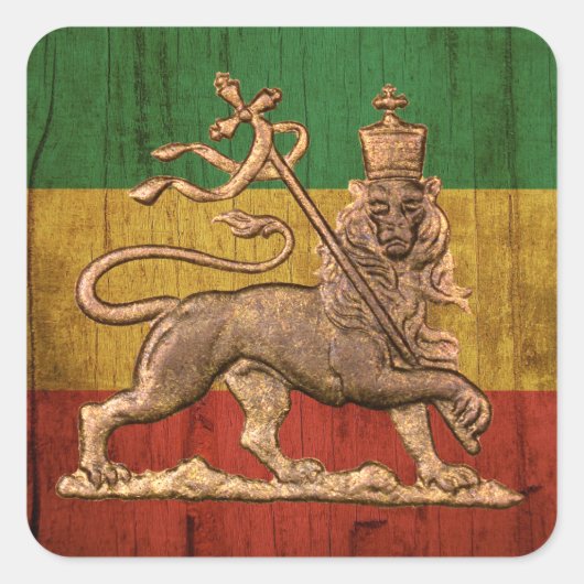 Lion of Judah - Rastafara - Reggae Rasta Roots スクエアシール (正面)