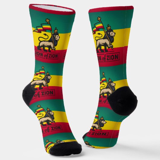 Lion of Judah Rastafari Zion I Roots Socks ソックス (傾斜あり)