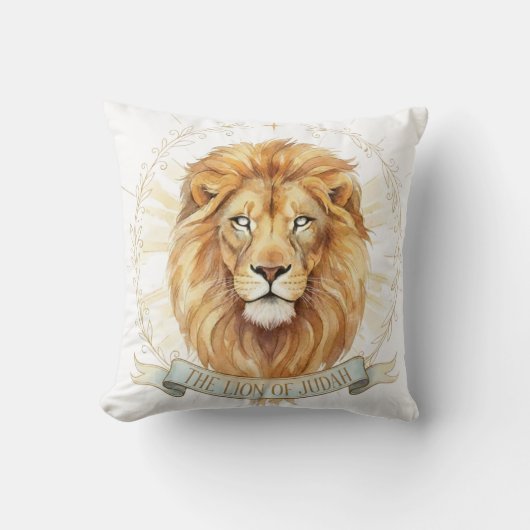 Lion of Judah Throw Pillow - Bold Christian Decor  クッション (正面)