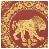 Lion of St. Julian、Dark Red上の金ゴールド ファブリック (クローズアップ)