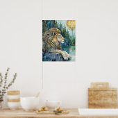 Lion of the Enchanted Realm Fantasy Art  ポスター (キッチン)