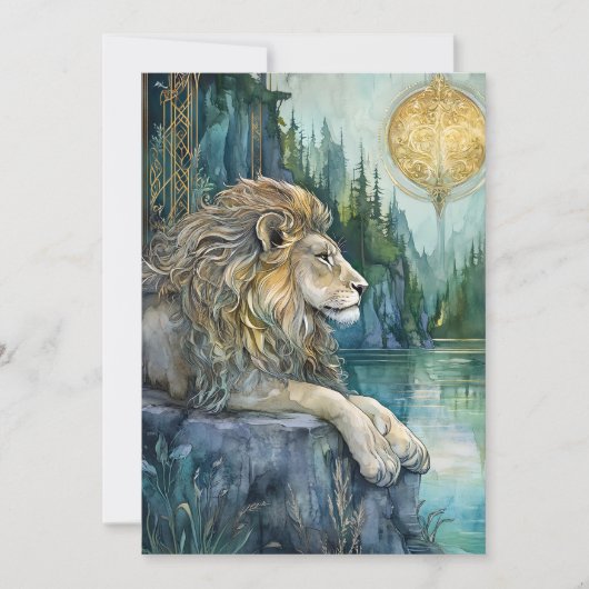 Lion of the Enchanted Realm Fantasy Art Flat Card (正面)