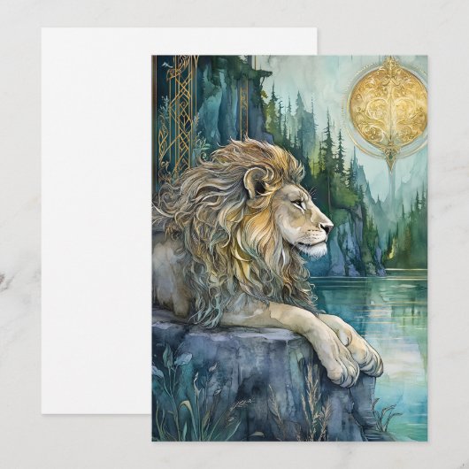 Lion of the Enchanted Realm Fantasy Art Flat Card (正面/裏面)