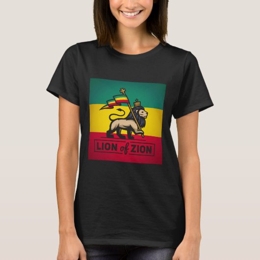Lion of Zion - Haile Selassie - Judah Girls Shirt Tシャツ (正面)