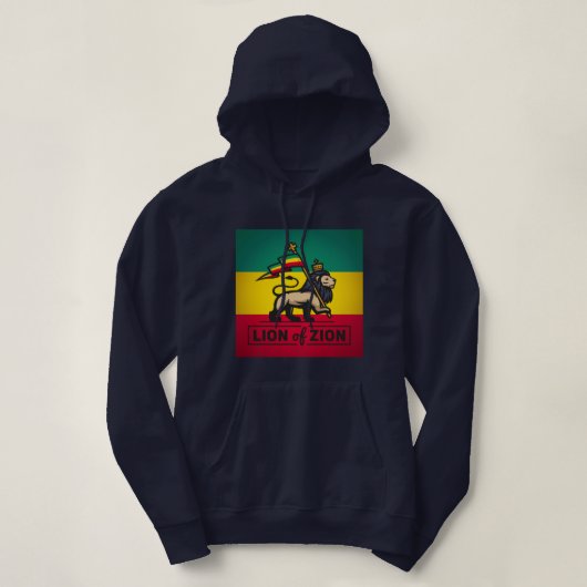 Lion of Zion - Haile Selassie - Judah Queen Hoodie パーカ (デザイン正面)