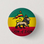 Lion of Zion - Haile Selassie - Rastafari Button 缶バッジ (正面)