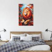 Lion painting that evokes the art of church glass キャンバスプリント (インサイチュ (寝室))