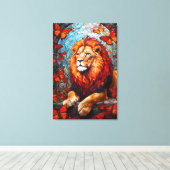 Lion painting that evokes the art of church glass キャンバスプリント (インサイチュ (ウッドフロア))