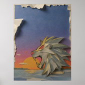 Lion Paper Cut Art Poster - Fierce 3D Animal Wall ポスター (正面)