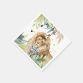 Lion Party Animals Jungle Birthday Safari スタンダードカクテルナプキン (角)