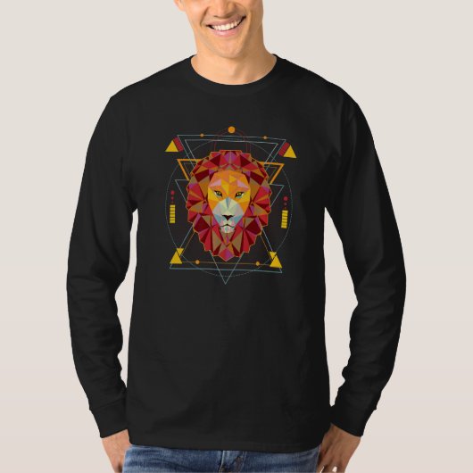 Lion Polygonal Leo Zodiac Sign & Lion Tシャツ (正面)