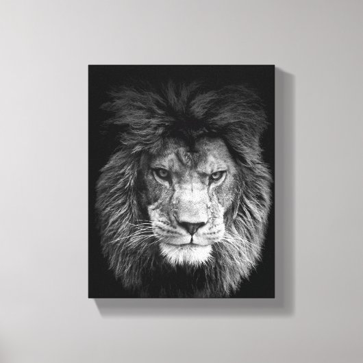 Lion Poster Löwe Leinwand BLACK キャンバスプリント (正面)