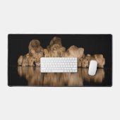 Lion Pride Drinks at the Water Hole at Night デスクマット (キーボード&マウス)