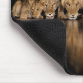 Lion Pride Drinks at the Water Hole at Night マウスパッド (コーナー)