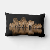 Lion Pride Drinks at the Water Hole at Night ランバークッション (裏面)