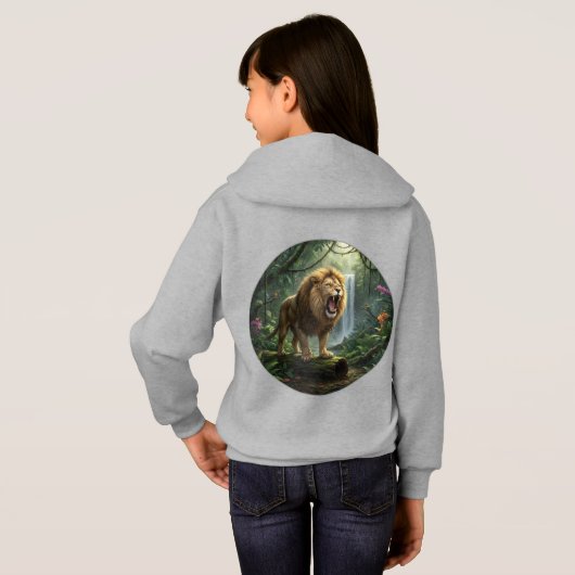 Lion Print Girls pullover hoodie (裏面フル)