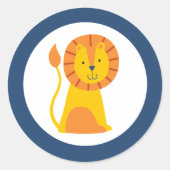 LION Round Sticker Customize this Zoo Animal Party ラウンドシール (正面)