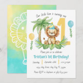 Lion Safari 1st Birthday Invitation 招待状 (正面/裏面)
