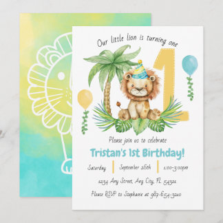 Lion Safari 1st Birthday Invitation 招待状