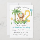 Lion Safari 2nd Birthday Invitation 招待状 (正面)