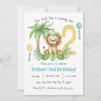 Lion Safari 2nd Birthday Invitation 招待状