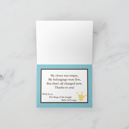 Lion Safari Zoo折られたサンキューカードのジャングル王 サンキューカード (内部)