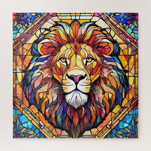 Lion Stained Glass ジグソーパズル (縦)