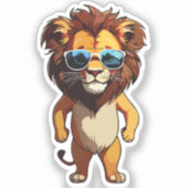 Lion Sticker with Aviator Sunglasses シール (正面)