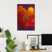 Lion Sunset Wall Art Fiery Mane, Circular Sun ポスター (ホームオフィス)