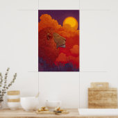 Lion Sunset Wall Art Fiery Mane, Circular Sun ポスター (キッチン)