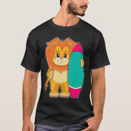 Lion Surfing Surfboard Summer Tシャツ