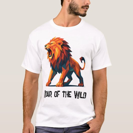 Lion T-Shirt with title : Roar of the Wild Tシャツ (正面)