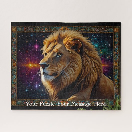 Lion tapestry fantasy painting mosaic diamond ジグソーパズル (横)