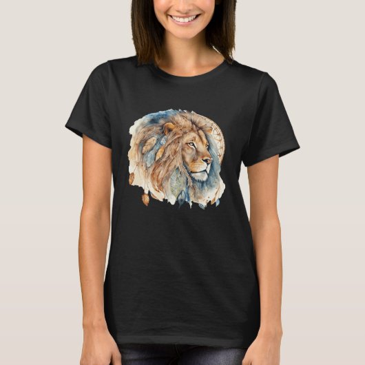 Lion Tribal Watercolor Lion Dream Catcher Tシャツ (正面)